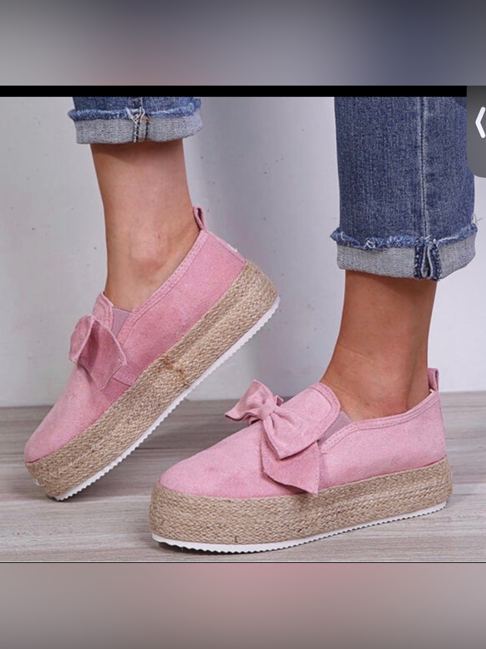 Bow tie Women’s Pink Espadrille Platform Slip-On Shoes size 8